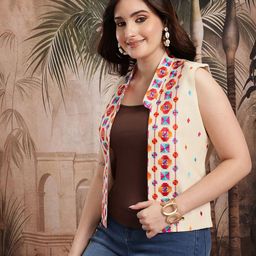 Sangria Geometric Embroidered Tailored Jacket-image-84