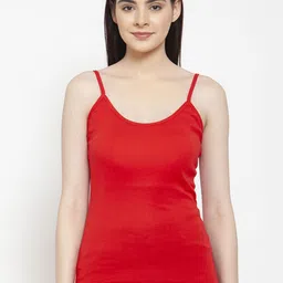 Friskers Women Red Solid Cotton Rib Camisole-picture-42