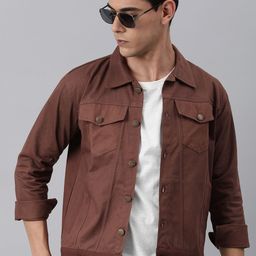 VOXATI Men Brown Solid Denim Jacket-31