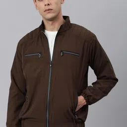 VOXATI Men Brown Windcheater Bomber Jacket-image-36