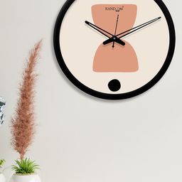 RANDOM Peach-Coloured & Off-White Round Printed 30.4 cm Analogue Wall Clock-2