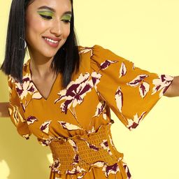 Rare Women Stylish Mustard Floral Maxi Dress-image-98