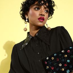 Rare Women Stylish Black Embellished Dress-image-58