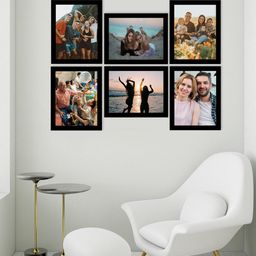 eCraftIndia Set Of 6 Black Solid Memory Wall Collage Photo Frames-4