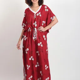 Noty Floral Printed Maxi Kaftan Nightdress-image-92