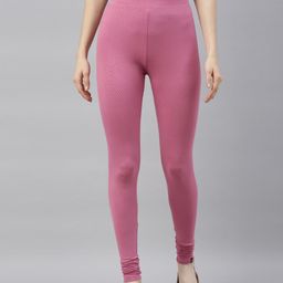 TWIN BIRDS Women Pink Solid Churidar-Length Leggings-image-16