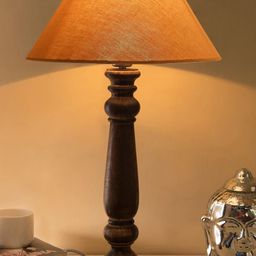 Homesake Brown & Beige Solid Mabel Antique Handcrafted Table Lamp with Shade-13