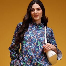 HERE&NOW Floral Print Bell Sleeves Ruffled Detail Top-picture-53