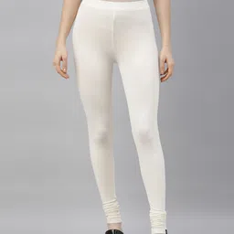 TWIN BIRDS Women Off White Solid Churidar-Length Leggings-picture-5