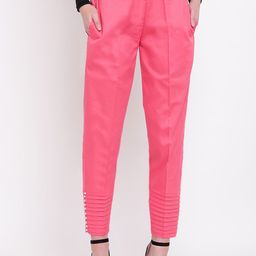 RIVI Women Pink Regular Fit Solid Regular Trousers-image-36