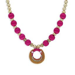 AKSHARA Gold-Toned & Pink Handcrafted Beaded Necklace-picture-9