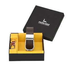 Pacific Gold Men Brown & Silver-Toned Genuine Leather Accessory Gift Set-13