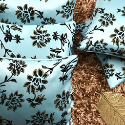 HOUZZCODE Blue & Black Set of 5 Floral Square Cushion Covers-53