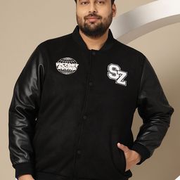 Sztori Plus-Size Faux-Leather Bomber Jacket-image-48