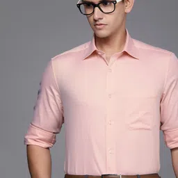 Louis Philippe Men Pink Classic Fit Textured Pure Cotton Formal Shirt-image-45