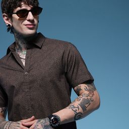 HERE&NOW Pure Cotton Ethnic Motifs Printed Casual Shirt-image-62
