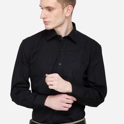 JADE BLUE Men Black Regular Fit Solid Formal Shirt-image-17