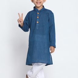 JBN Creation Boys Blue & White Solid Kurta with Churidar-54