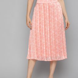 Mast & Harbour Women Coral & White Floral Printed A-Line Midi Skirts-13