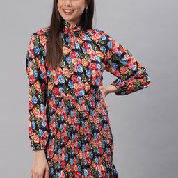 Cation Women Black Printed Smocked Sheath Dress-image-19