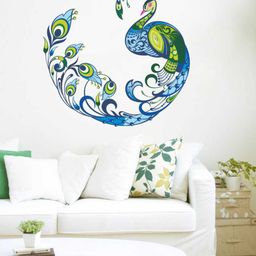 rawpockets Unisex Multicoloured Decorative Peacock Bird Wall Sticker-2