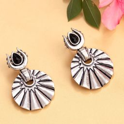 Voylla Silver-Toned Circular Studs-11