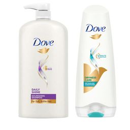 Dove Set of Daily Shine Shampoo 1 L & Dryness Care Hair Conditioner 175 ml-47