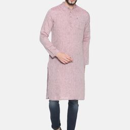 Ecentric Men Maroon & Off-White Woven Design Eco-Friendly Hemp Straight Sustainable Kurta-image-69