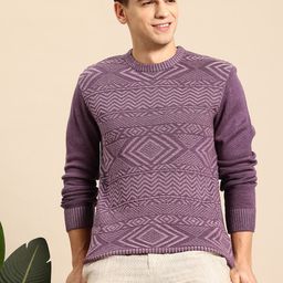 Mast & Harbour Men Self Design Acrylic Pullover-image-57