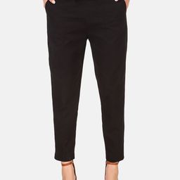 Aawari Women Black Regular Fit Solid Regular Cotton Trousers with Belt-image-17