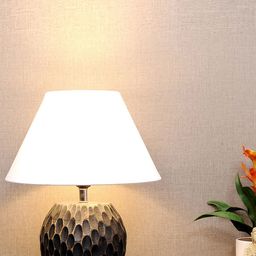 THE LIGHT STORE Black & White Solid Contemporary Table Lamp with Shade-12