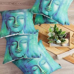 Soumya Blue Set of 5 Ethnic Motifs Square Cushion Covers-40