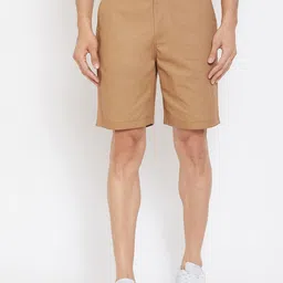 Hypernation Men Khaki Solid Regular Fit Chino Shorts-picture-18