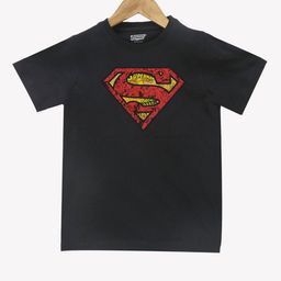 YK Justice League Boys Black Superman Print Pure Cotton T-shirt-51
