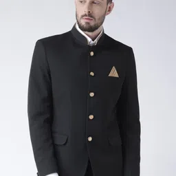Hangup Men Black Solid Bandhgala Blazer-picture-39