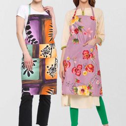 KLOTTHE Unisex Pack Of 2 Printed Cotton 210 TC Aprons-49