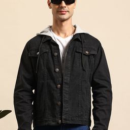 Mast & Harbour Long Sleeves Hooded Denim Jacket-50