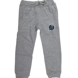Marvel by Wear Your Mind Kids Grey Melange Solid Pure Cotton Joggers-picture-7