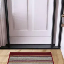 DREAM WEAVERZ Red & Yellow Striped Anti Skid Doormat-9