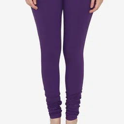 Vami Women Purple Solid Churidar-Length Stretchable Leggings-picture-17