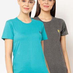 VIMAL JONNEY Women Pack Of 2 Solid T-shirts-image-99