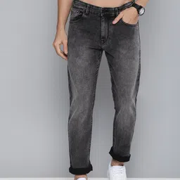 HERE&NOW Men Grey Slim Fit Mid Rise Light Fade Stretchable Jeans-image-63