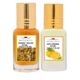 Menjewell  Pack Of 2 Champa Yellow &  Juicy Orange Attar-33