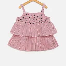 ELLE Girls Pink Striped A-Line Pure Cotton Top-image-79
