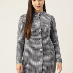 American Eye Women Self Design Longline Cardigan-picture-48