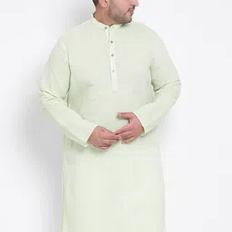 hangup plus Men Green Plus Size Straight Kurta-27