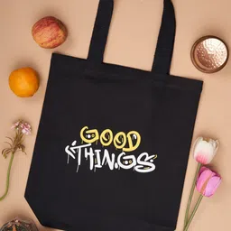 Doodle Typography Printed Structured Tote Bag-4