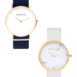 JOKER & WITCH White & Navy Blue Dre & Bow couple watches JWCW157-31