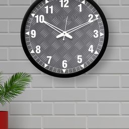 RANDOM Grey & Black Round Printed 30.48 cm Analogue Wall Clock-57
