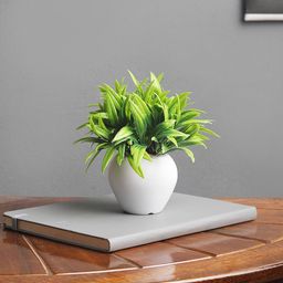FOLIYAJ Green Artifical Mini Bush With White Pot-21